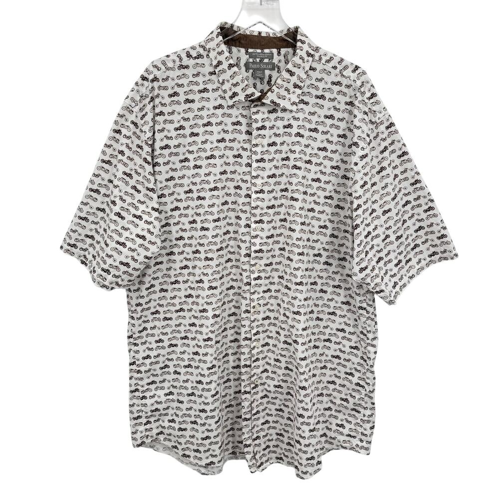 Paulo Solari shirt 4XLT modern fit performance button front motorcycle print